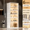 Meuble à chaussures pliant 1 haut 5 bas - blanc