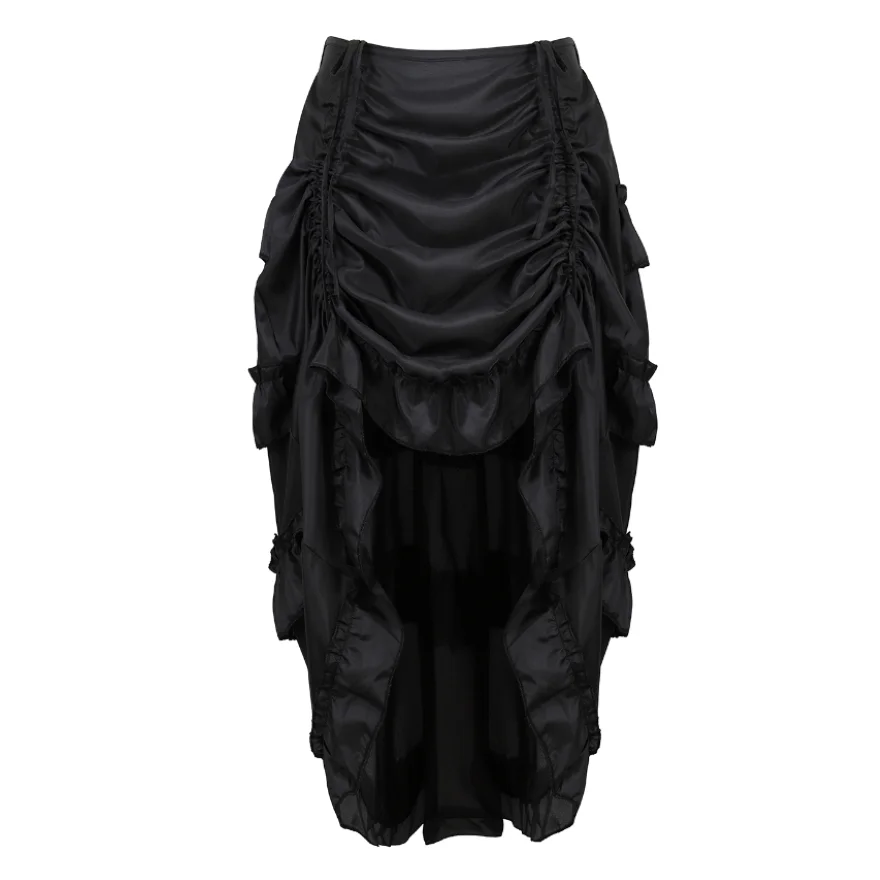 Steampunk Gothic Irregular Ruffles Pirate Skirt Asymmetrical Pleated ...