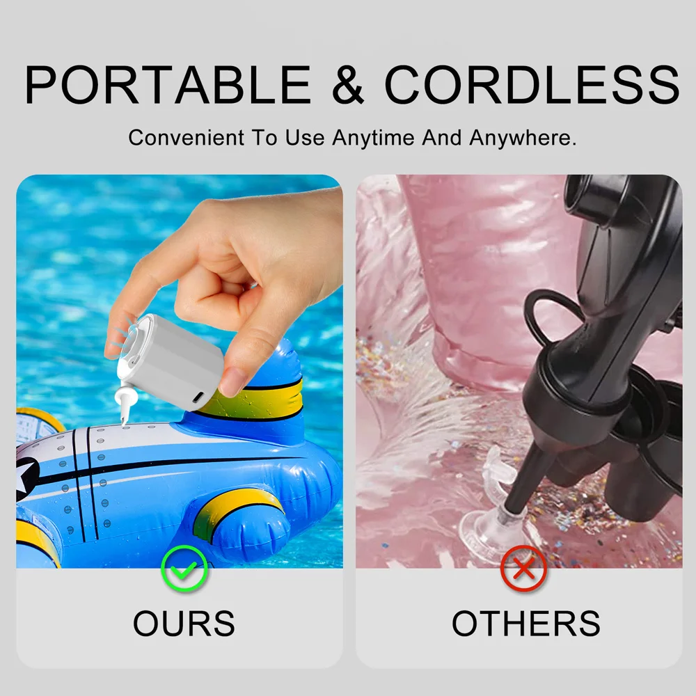 Wholesale Outdoor Camping Rechargeable Electric Mini Air Pump 12W 200L/Min 1600mAh Battery Portable Vacuum Pump for Mattress - view 5