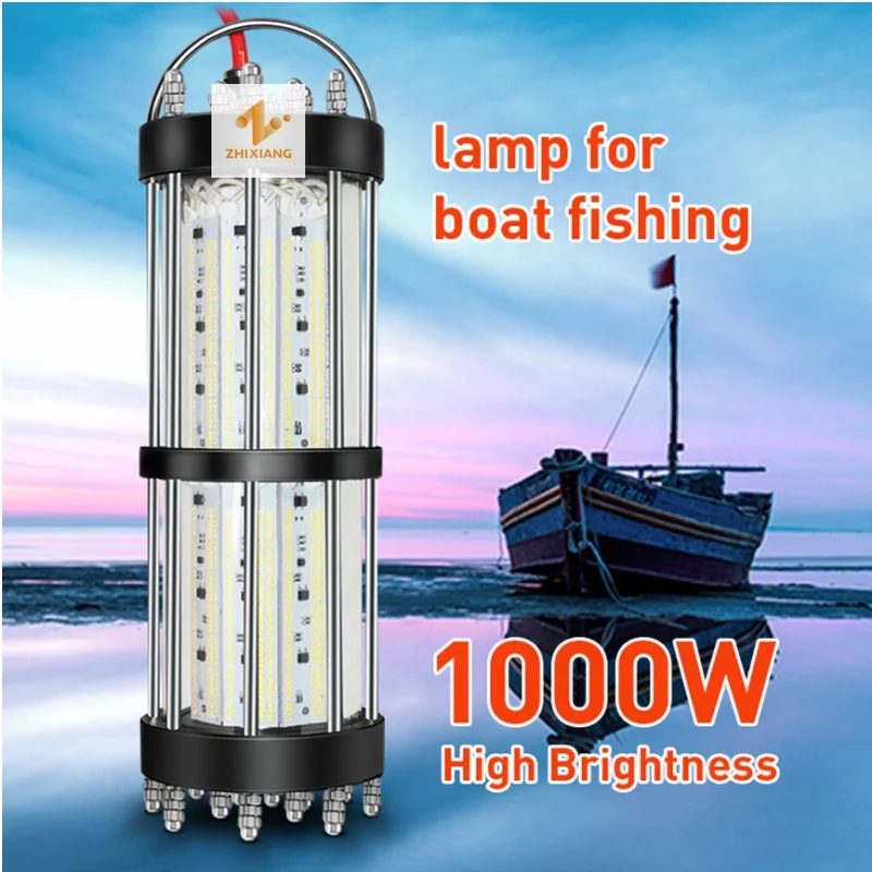 600W/1000W/2000W AC220V/AC110V Underwater LED Fishing Lights for Boats,  Marine, Yachts, Blue/Red/White/Green