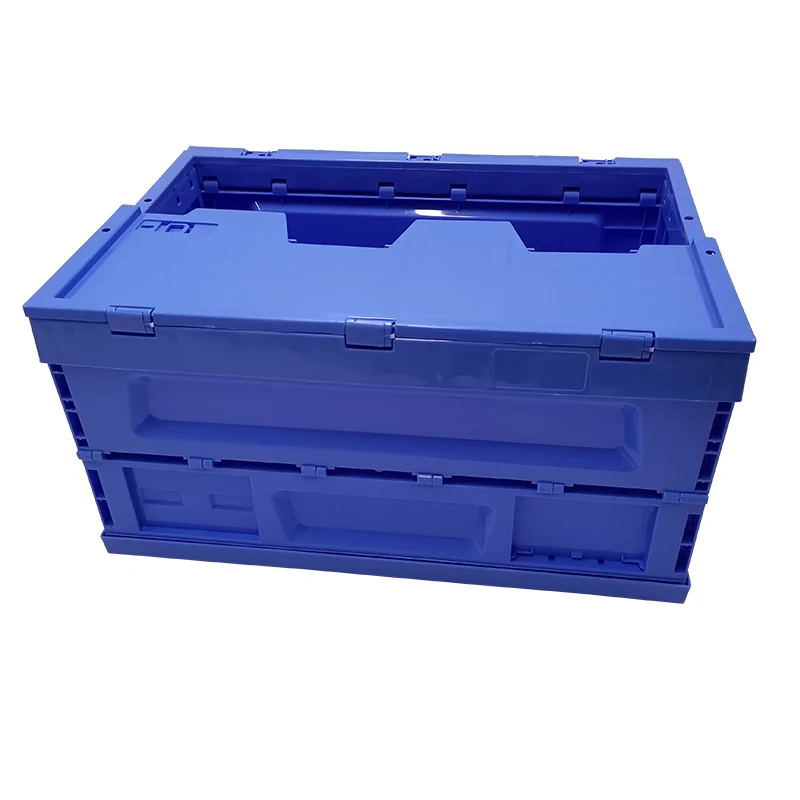 Transport 40L 50L 60L Eurobox Plastic Folding Crate Turnover Euro Eu Box Foldable Storage Attached Cover with Lid
