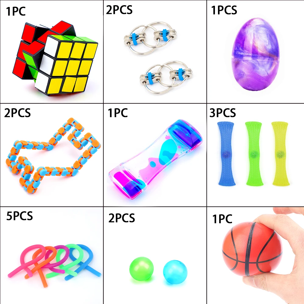 2021 антистрессовые шарики, набор в коробке, сенсорный пакет, 30 детских пакетов, сенсорный стресс, набор игрушек-антистресс