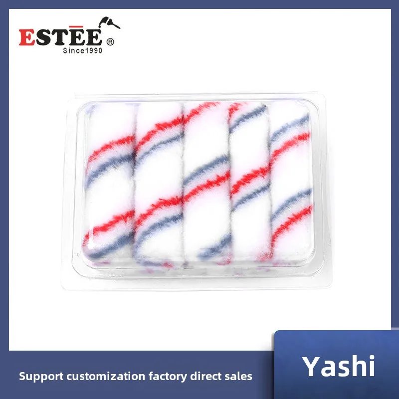 Zhongxin 4 Inch DIY Solvent-Resistant Roller Core Red Blue Strip Paint Roller Thumb Not Easy Shed Hair Mini Small Roller Brush