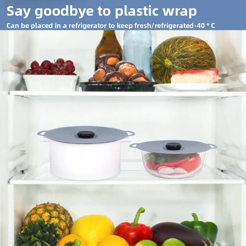 3-Piece Set Silicone Anti-Overflow Dustproof Fresh-Keeping Seal Anti-Slip Kitchen Bowl Cover Fresh-Keeping Pot Parts factory