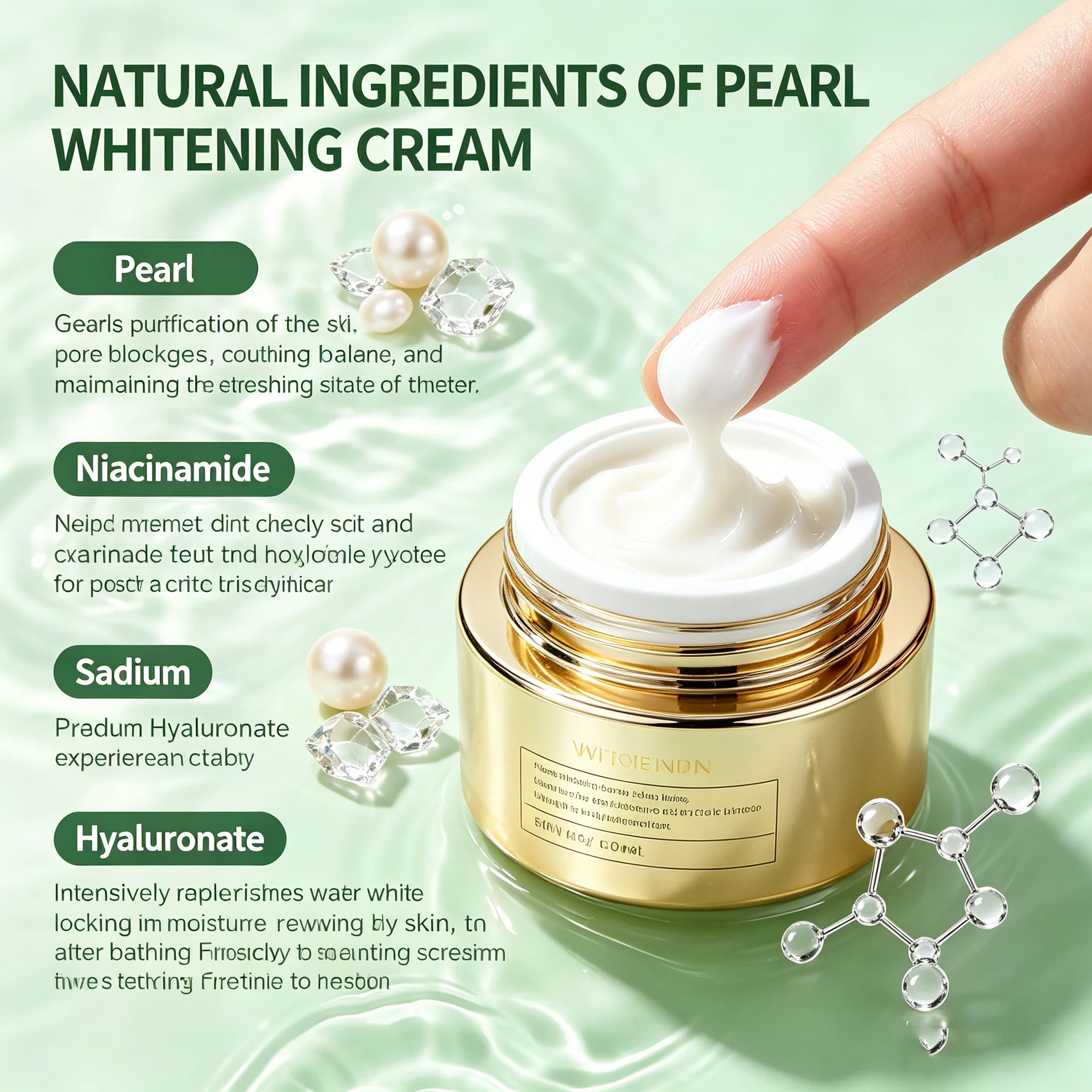 Pearl Glutathione Whitening Cream with Kojic Acid & Vitamin C - Anti-Aging  Face Brightening Cream for Dark Spot Reduction