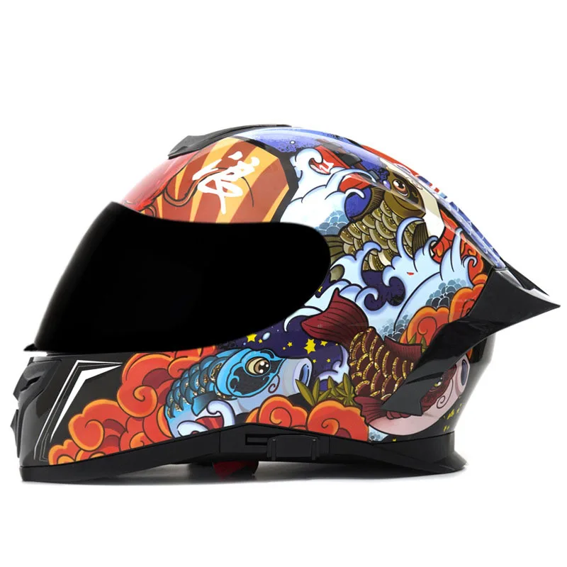 Dot Full Helmet ECE Electric Motorcycle Helmet Men and Women Big Tail Double Mirror Helmet