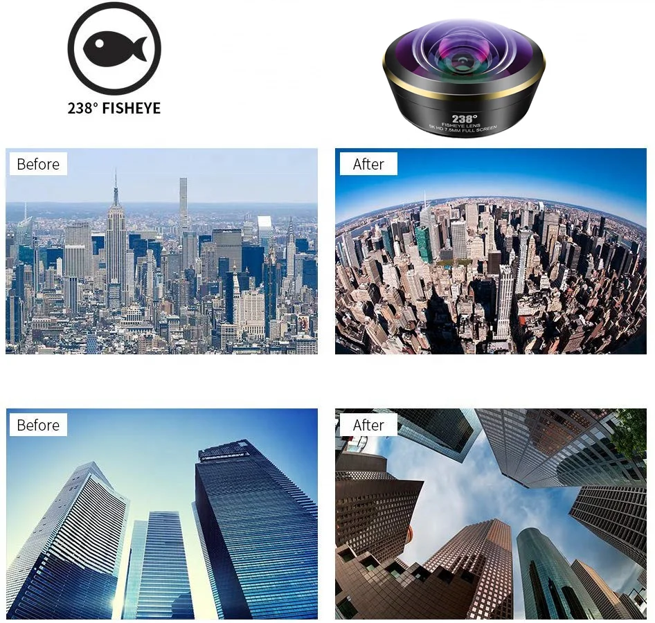 Оптовая продажа, объектив Aipaxal 5K HD 238 градусов Super Fisheye с пользовательским логотипом для объектива камеры мобильного телефона