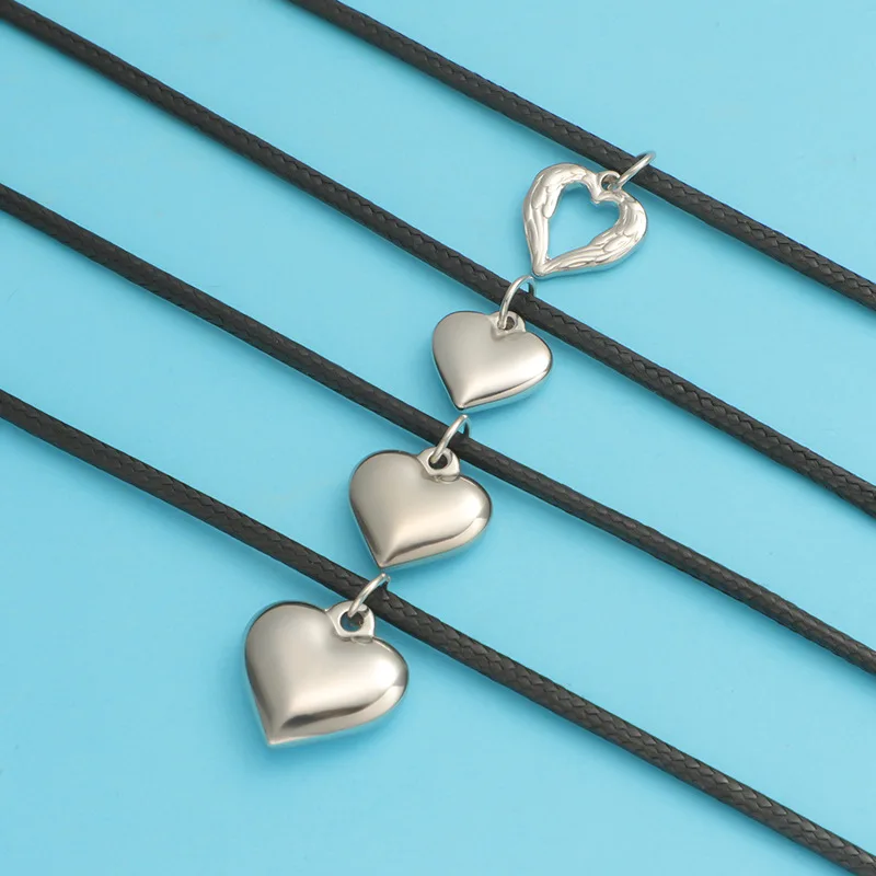 3D Steel Heart Pendant Necklace