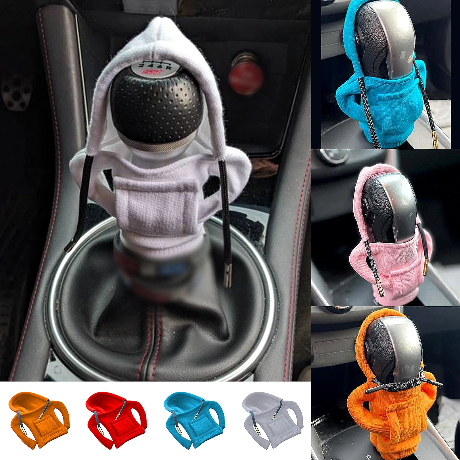 6 farben sind optional flauschige cartoon hoodie auto schalthebel mit kapuze  abdeckung schalthebel kleidung abdeckung auto ornamente auto geschenk
