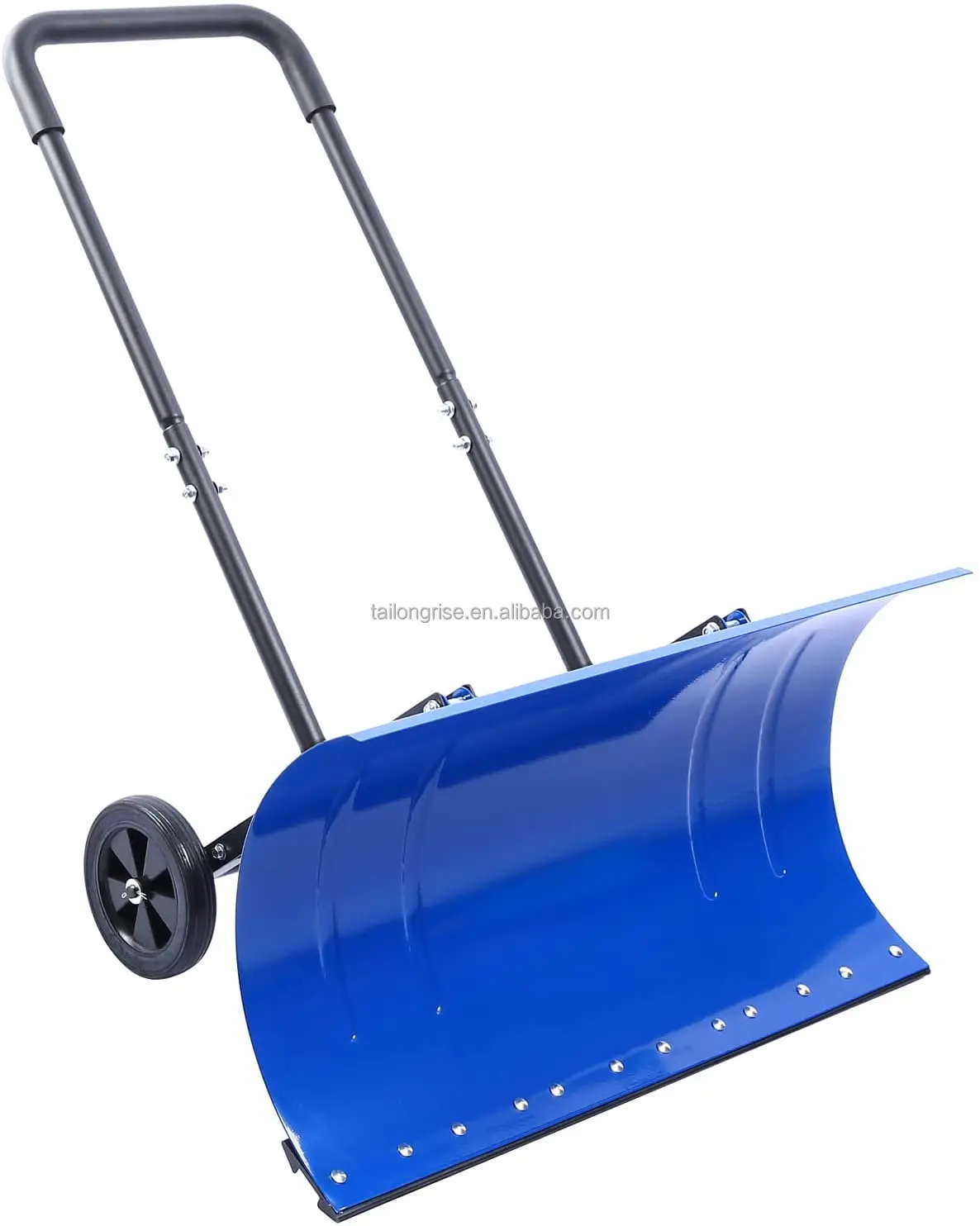 Blade Rolling Snow Pusher Shovel With Wheels And Adjustable Handle