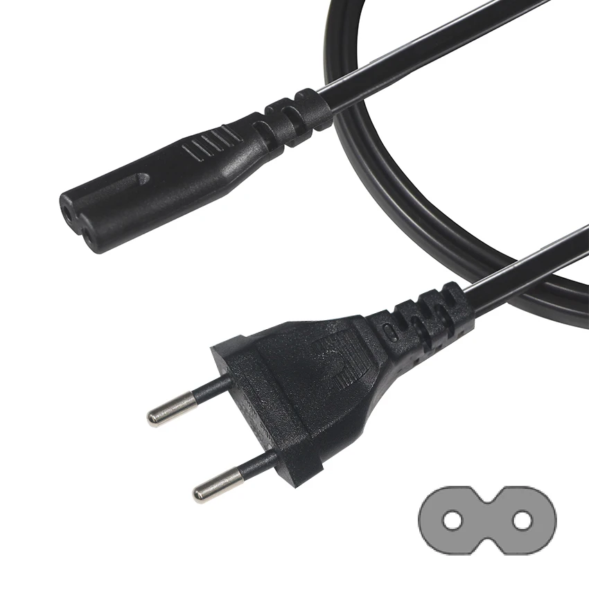 thumbnail image 2 of Kentek 6ft 2-Prong EU Power Cable - IEC-60320 C7 To CEE 7/16 Schuko Plug, 18AWG 2 of 6