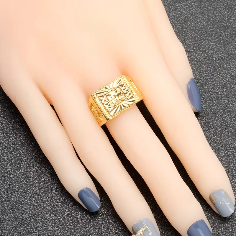 JXX Wholesale 24K Gold Plated Men's Ring Geometric Design