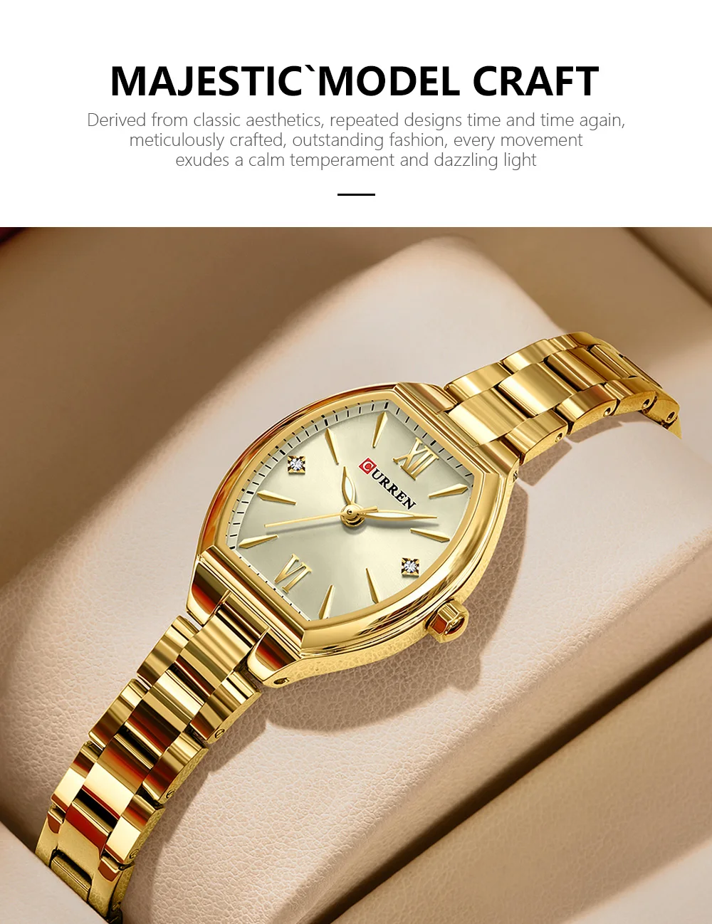 CURREN 9112 Women's Watches Luxury Tonneau Original Top Brand Quartz Watch Waterproof Luminous Hands Femme Wristwatch for Ladies