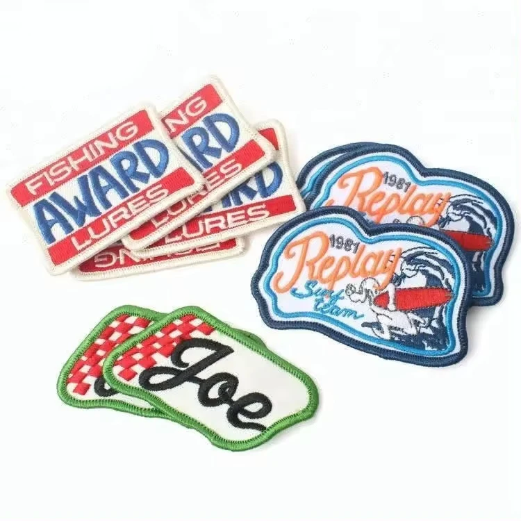 China Fabric Machine Embroidery Stickers Labels Factory Design Custom Name Logo Embroidered Patches
