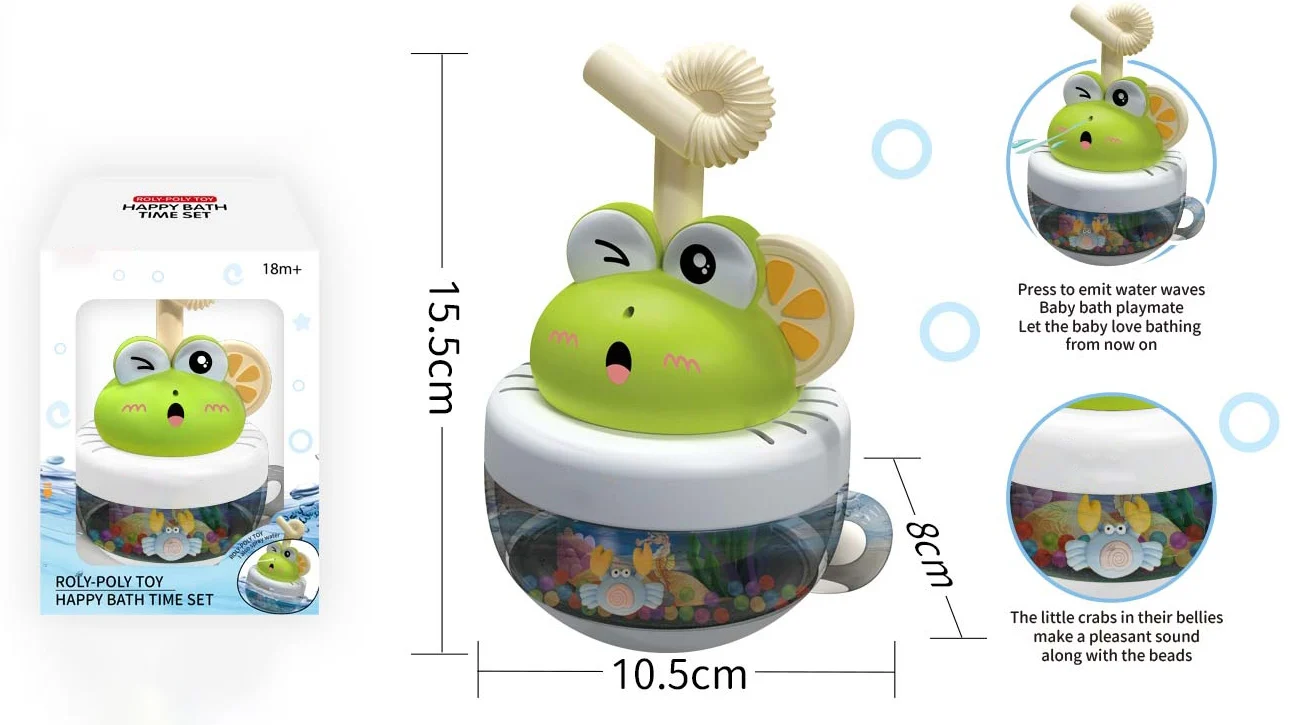 Baby Frog Cup Roly Poly Water Sprinkler Bath Time Toy With Bathtub ...