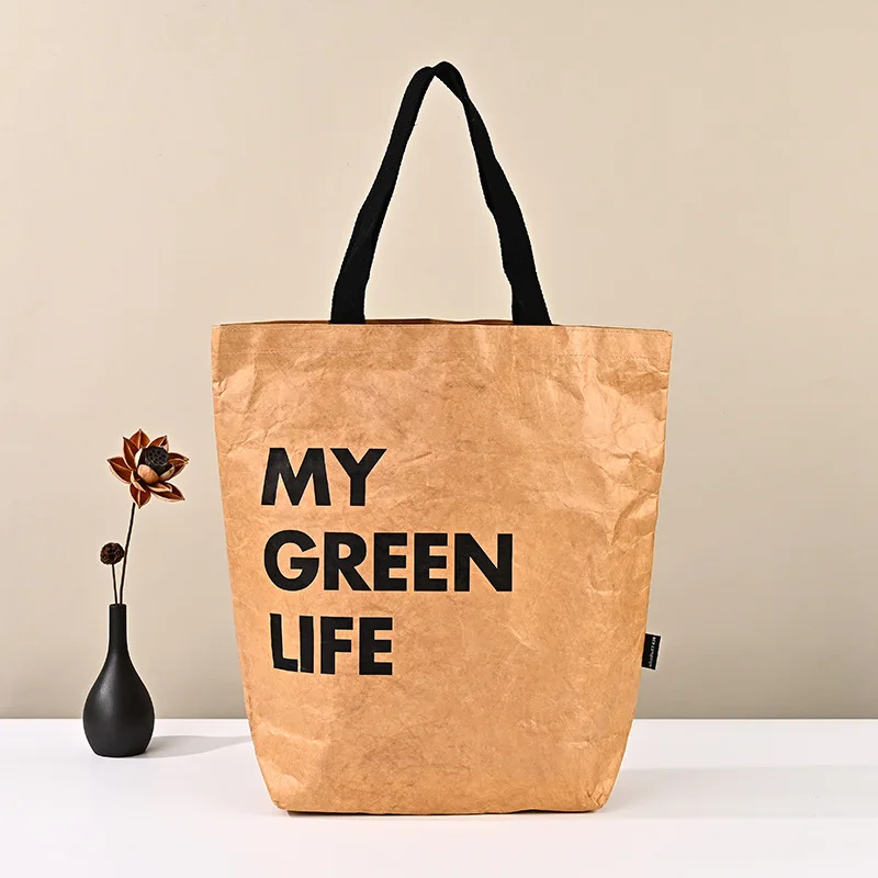 Custom Durable Waterproof Reusable Washable Brown Tote Paper Beach Tyvek Shopping Bag