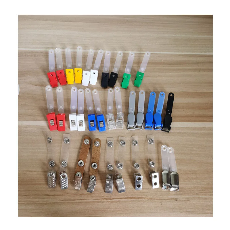 
 Office Stationery Plastic Name Tags Work Reel Badge Card Holder Metal Badge Clips with Strap clear ID Strap Clip Adapter  