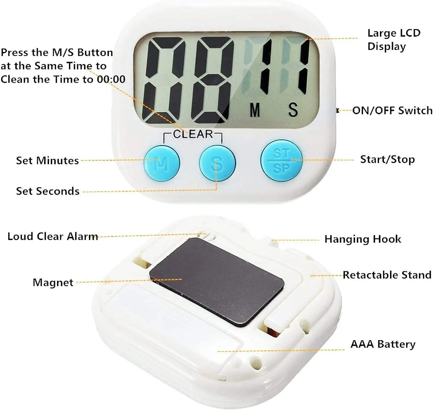 Kitchen Timer Digital Timer Cooking Lcd Large Screen Counter Alarm Remind Manual Electronic Countdown