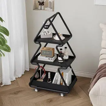 Simple Modern Cream Wrought Iron Bedside Table With Creative Shelf Children's Bedroom Furniture for Apartment Use Nightstands