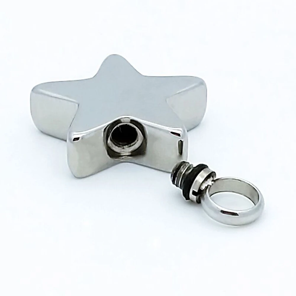 Simple Star Shape Urn Necklace Stainless Steel  Pendant Cremation Jewelry for Ashes Memorial Keepsake Gifts for Women Men