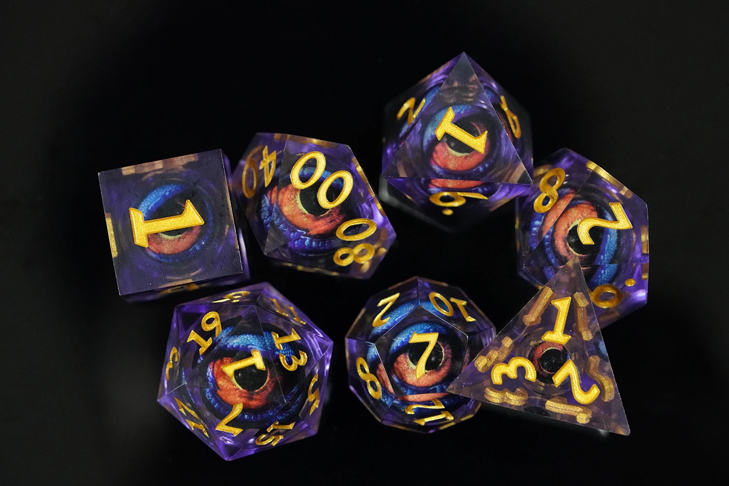 Yushun 7pcs/set Resin Polyhedral Liquid Core Dice TRPG Board Game D4-D20 factory