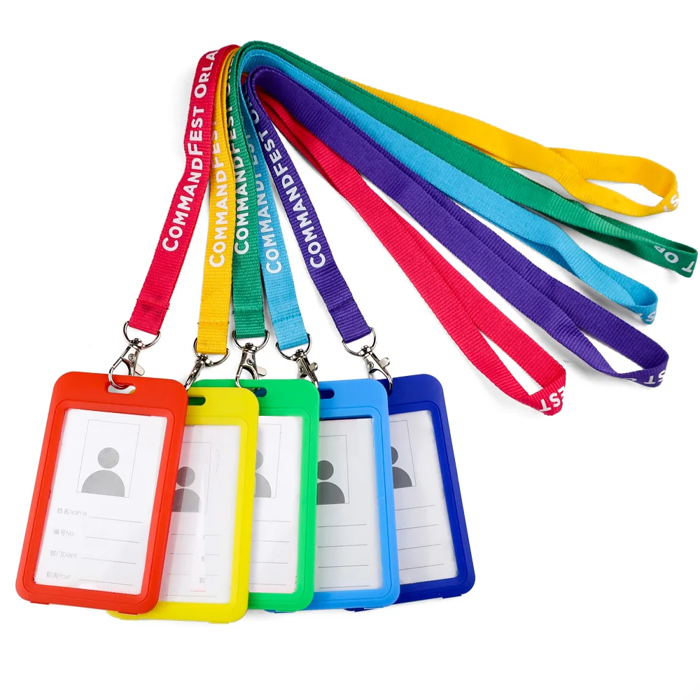 Personalised Custom Metal Hook Printed Color Name logo Lanyards with Id Card Badge Holder