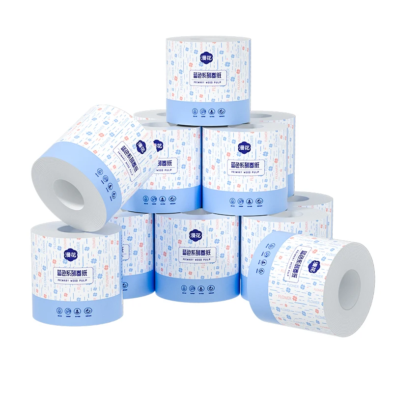 5 Ply 100% Wood Pulp Toilet Paper Tissue Roll Hot Sale 6/12/24 Rolls Embossed Biodegradable Butt Wipes