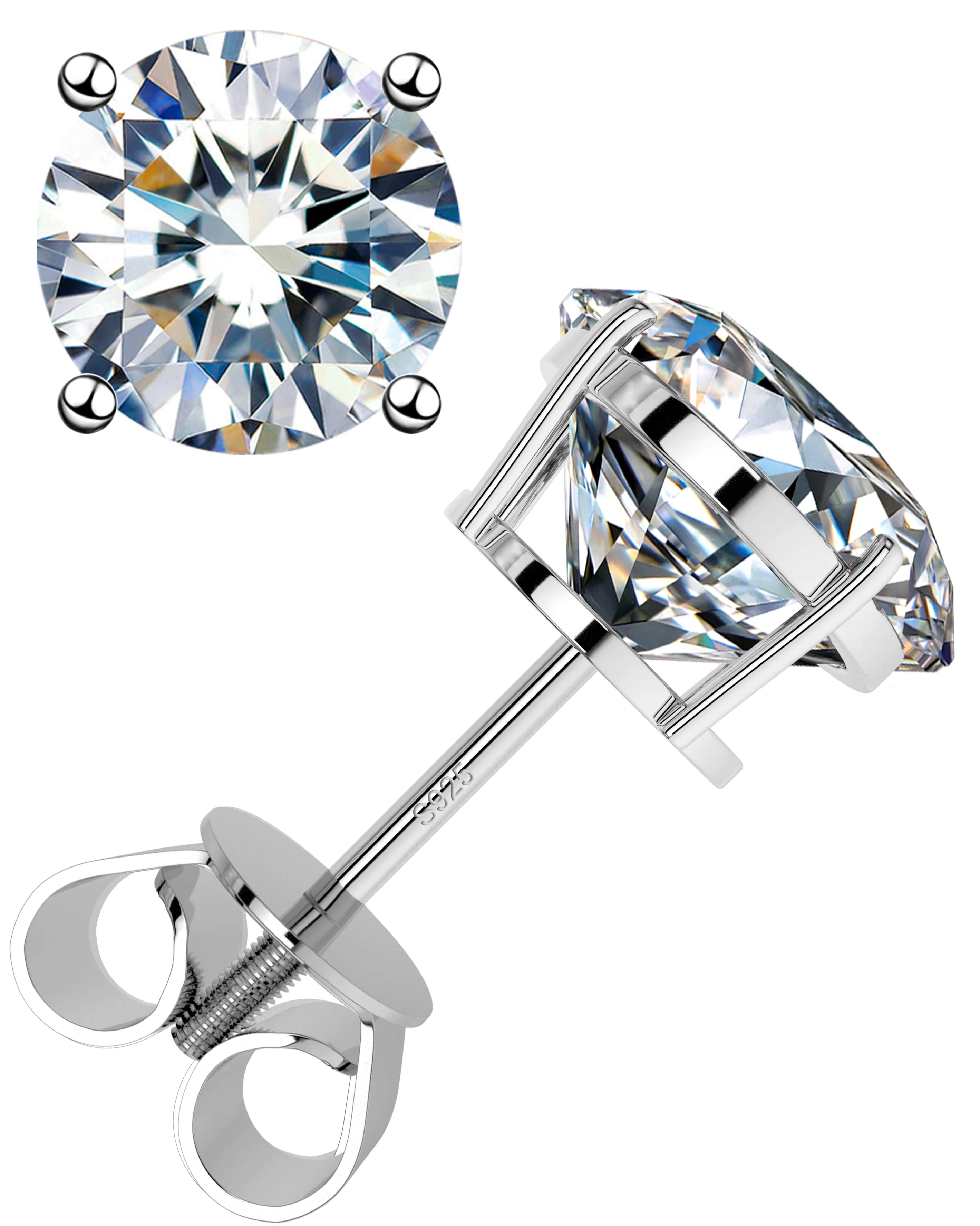 Hip Hop 925 Sterling Silver Jewelry - Moissanite Earrings