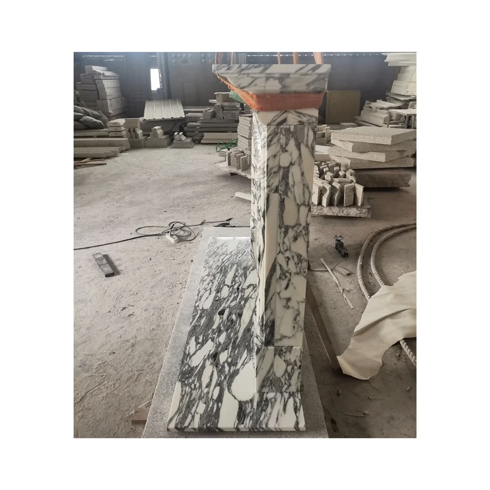 SH STONE Stone Fireplace With Landscape Pattern Marble Medallion Fireplace with Good Price