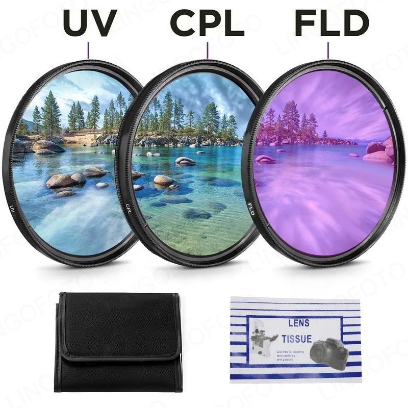 & Lens Protective Cap CPL + UV + ND4 + Red + Yellow + FLD/Purple ZMKK 7 in 1 Proffesional 37mm Lens Filter 