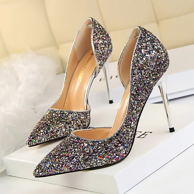 Fashion Glitter Pointed Toe Shining Crystal Rhinestone Luxury