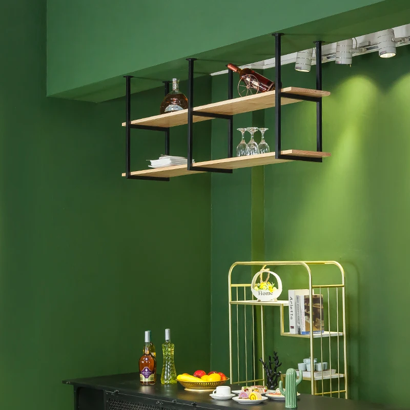 Nordic Ceiling Hanging Storage Shelves Living Room Kitchen Bar Counter