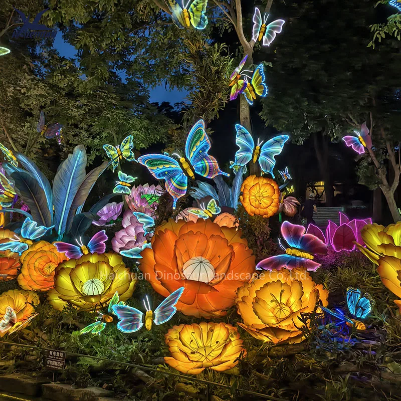 product 2026 chinese lunar new year led luminous floral shaped archway for outdoor park exhibit festival flower lantern decoration-1