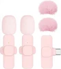 Doppio microfono rosa - Interfaccia di tipo C + 2 palline di pelo rosa
