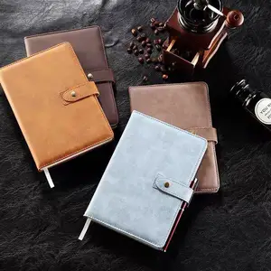 A5 Student Retro Minimalist Notebook with 100 Sheets Thermal Binding Loose-Leaf Leather Cover