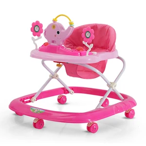 Multifunctional 3-in-1 Plastic Foldable and Adjustable Baby Walker with Music Round Style for Children's Walk Learning