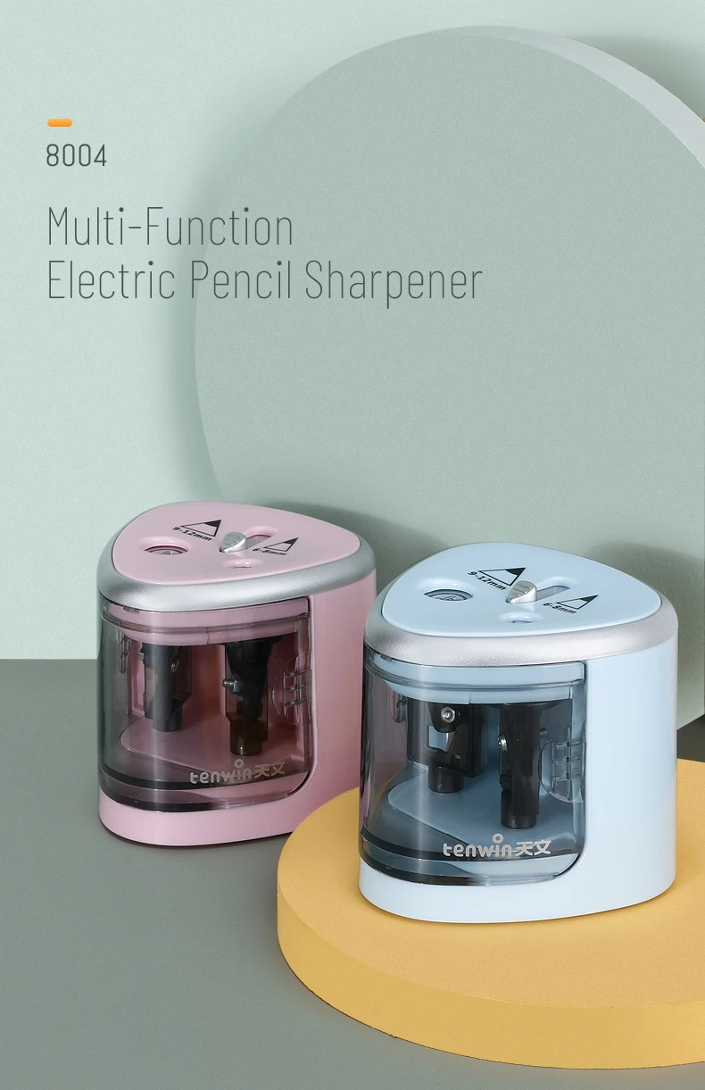 tenwin Automatic Electric Pencil Sharpener Battery With 2 Holes for School B9V6 