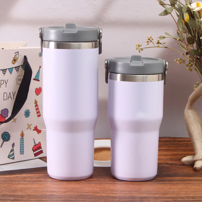 WETOWETO Vaso de acero inoxidable de 30 onzas con aislamiento al vacío para  café, taza de hielo de doble pared al vacío, tazas térmicas para bebidas