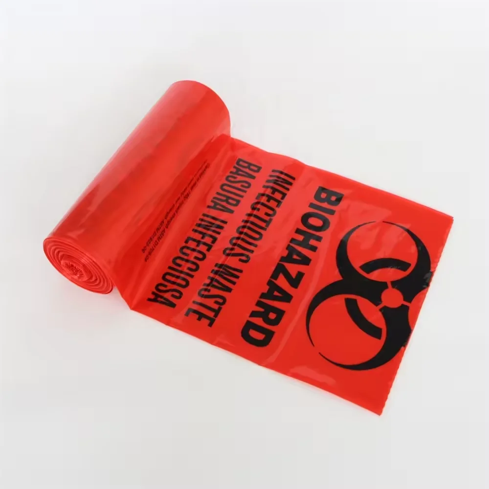 Large Hdpe Pe Biohazard Waste Bag Flat Garbage Rubbish Bag Medical