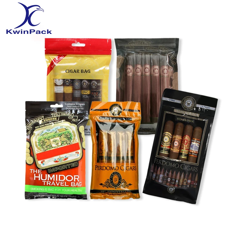 Free Samples Custom Black Matte Cellophane Cigars Bag Clear Plastic Zip Bags Small Cigar Storage 2 Mil Cigar Ziplock Bags