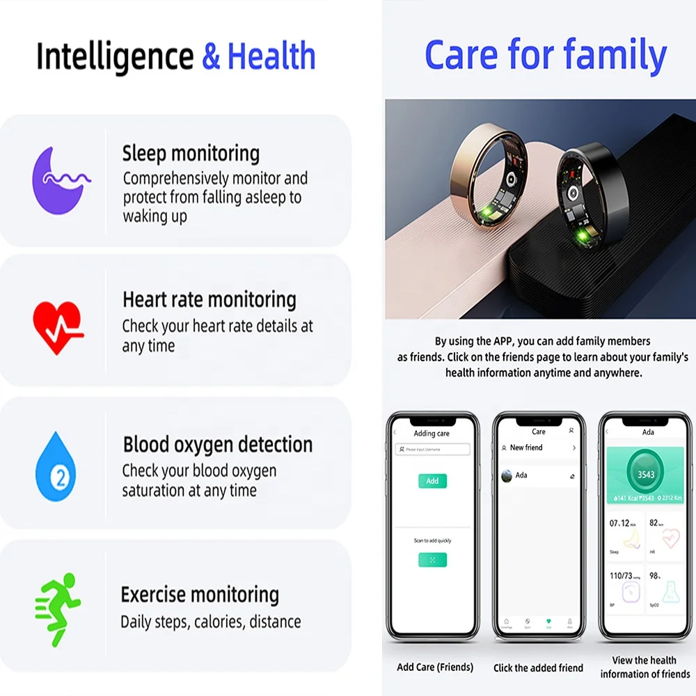 R11M Waterproof Electronic Smart Ring Intelligent Sport Fitness Sleep Health Care AI tracker Monitor Smart Ring R11M