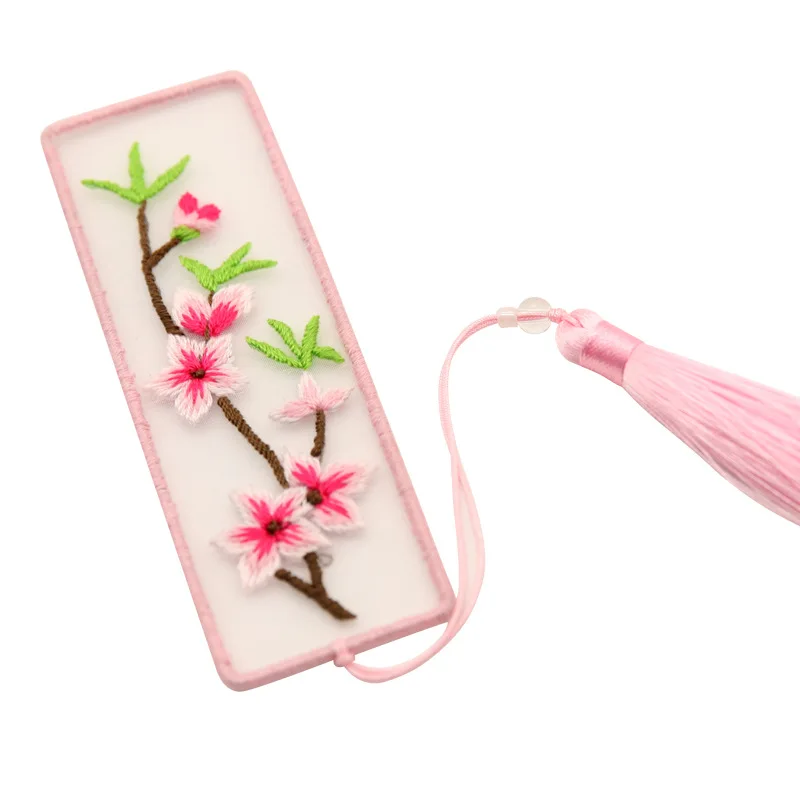 Transparent Bookmark Embroidery Kit for Beginner Hand Modern Flowers Full