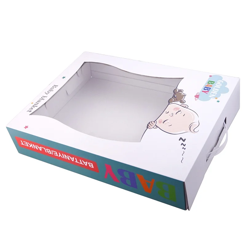 Good Quality Digital Printing Baby Blanket Paper Box Pack Bedding Quilt Pillow Cookware Fold Shipping Carton Box with Handle