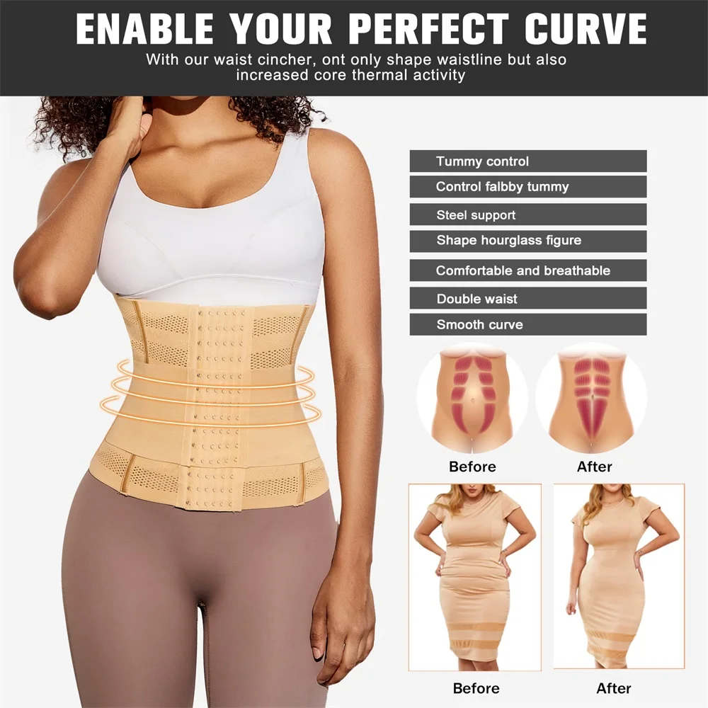 Double Belt Waist Cinchers Women Full Body Mesh Trimmer Wrap Corset Waist Trainer Shaperwear Tummy Control Shaper for Women factory