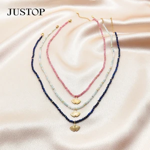 Wholesale Custom Fashion Gold Shell Stainless Steel Beaded Jewelry Pendant Necklace for Women