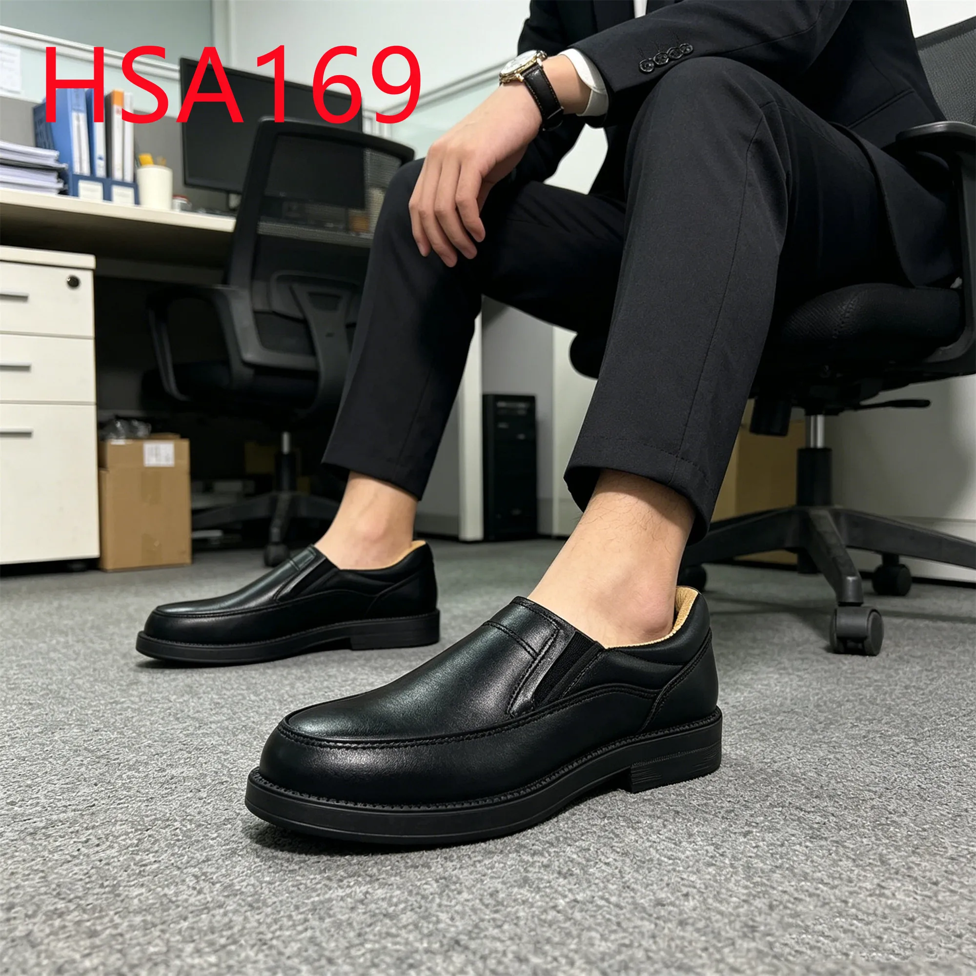 HY,Hua Singh Factory Inspection Full Grain Leather Manager Safety Shoes Quick On/off Steel Toe Insert Leader Work Shoes HSA169