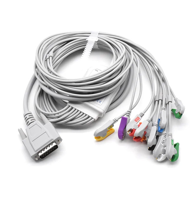 Nihon Kohden Compatible 10-Lead Direct-Connect EKG Cable BA-903D Grabber AHA Cable for Medical Consumables