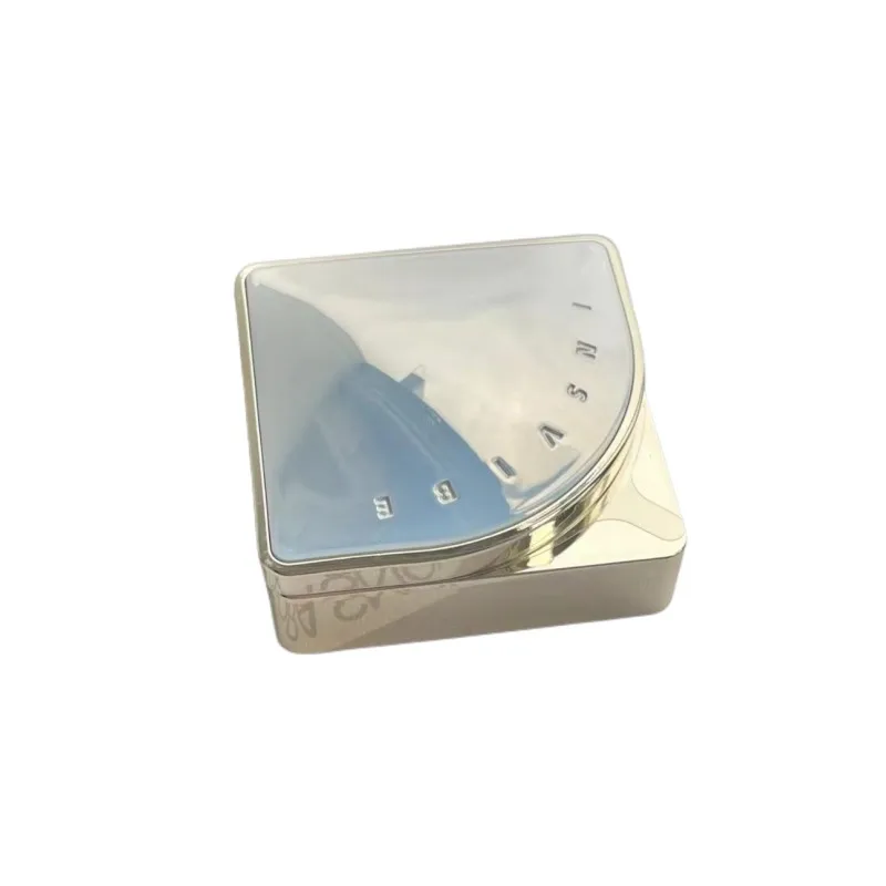 Customized Shinny Metal Elegant Males Solid Perfume Lip Balm Cream Triangular Spining Container Compact Packaging Tin