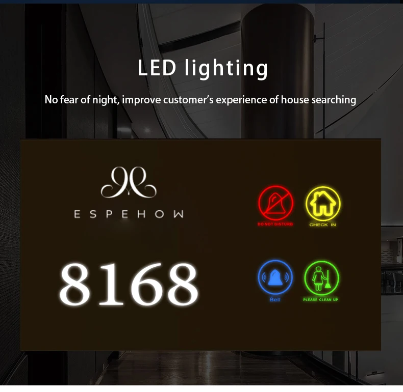 Smart Ledtouchable Screen Door Number With Do Not Disturb/hotel Room