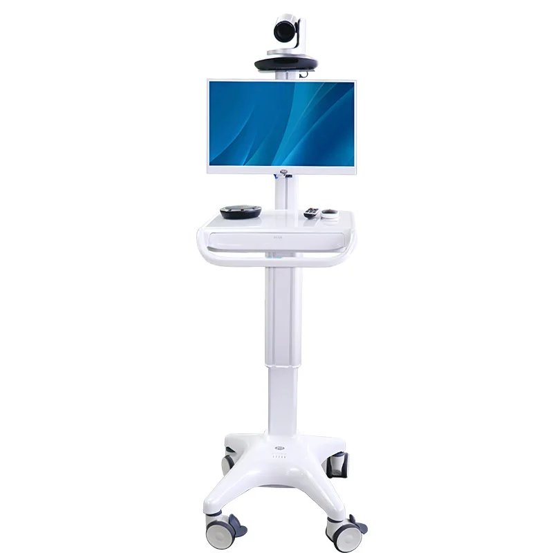 Medical equipment trolley with computer system telehealth monitor for hospital medical cart